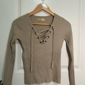 Hollister Lace-Up Ribbed Sweater